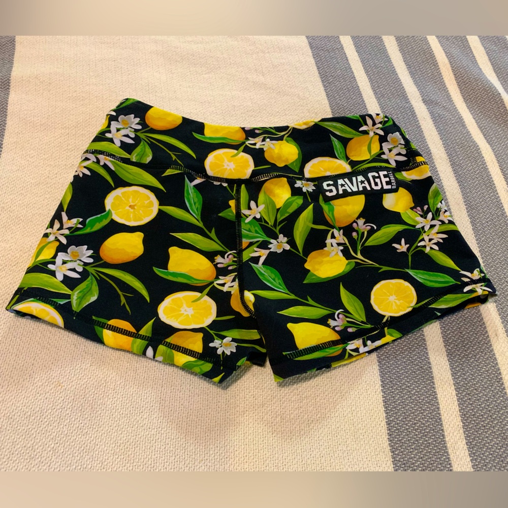 Savage Barbell Lemon Print Women's Booty Shorts. Very good condition.